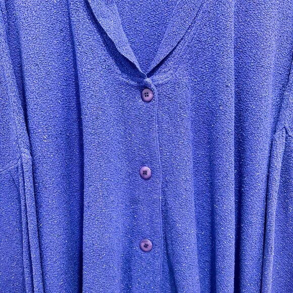 Vtg Stephanie Schuster Cardigan Sweater Oversized Blue OS Knit XXL Plus - Picture 2 of 5
